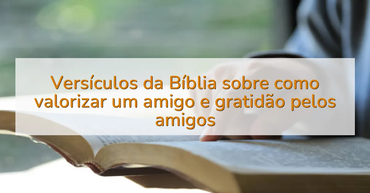 Versículos da Bíblia sobre como valorizar um amigo e gratidão pelos amigos